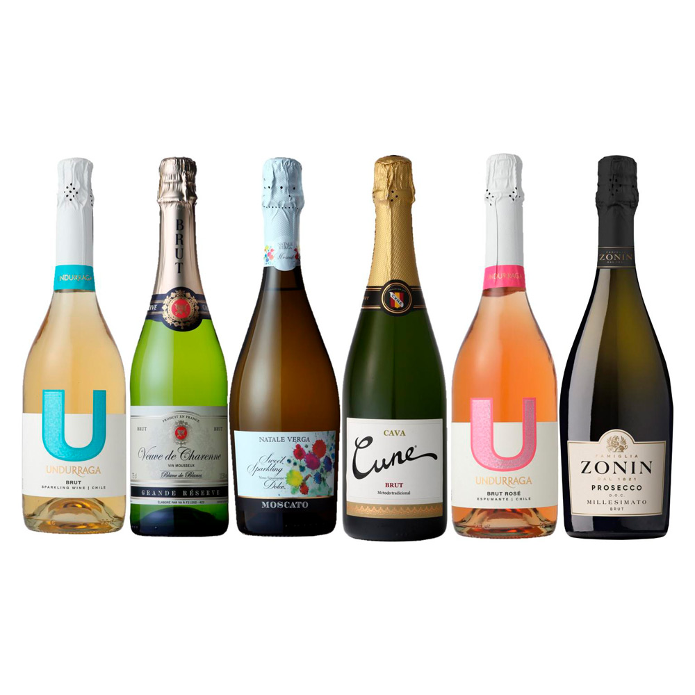 瓶内二次発酵カバ入り世界の人気スパークリング6本セット