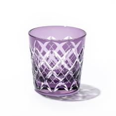 江戸切子 矢来紋 冷酒杯　江戸紫