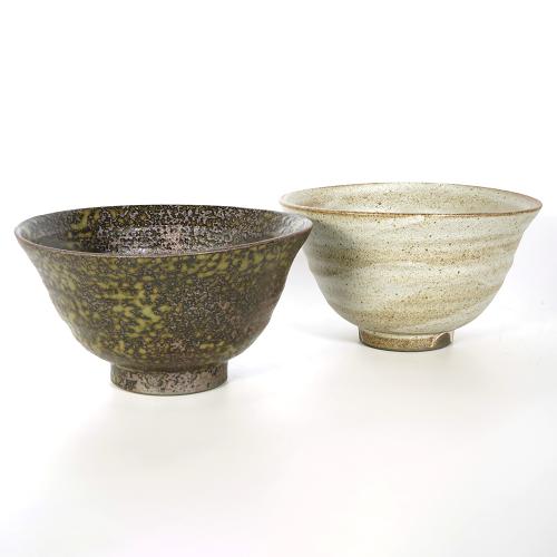 ＜多屋嘉郎＞灰被り・白刷毛目　飯碗ペア