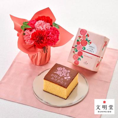 【母の日】生花マザーズシュシュ&文明堂カステラ