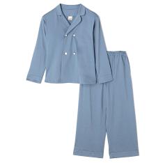 ロイヤルオーガニックコットン ダブルボタンパジャマ コバルトブルー セットアップ　S→LL