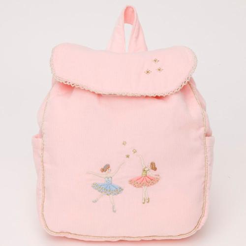 刺しゅうバレリーナピンク・コーデュロイ・バックパック