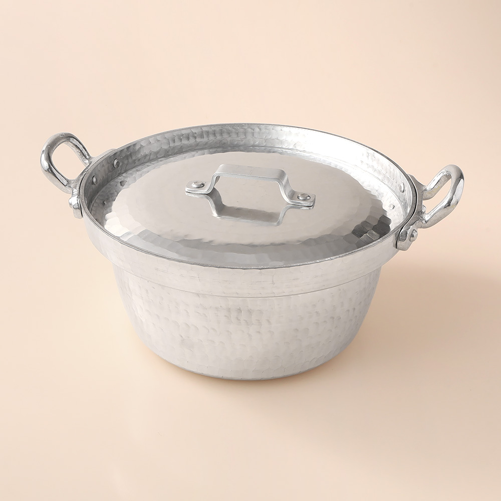 ＜姫野作.＞アルミ段付鍋 22cm蓋付き