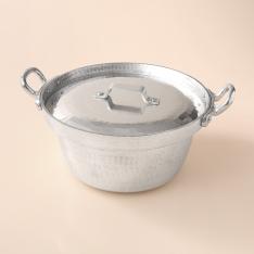 ＜姫野作.＞アルミ段付鍋 22cm蓋付き