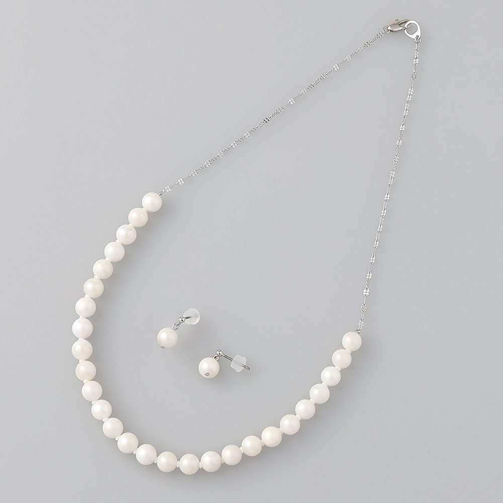 アコヤ真珠6.5mm珠チェーンネックレス&ピアス