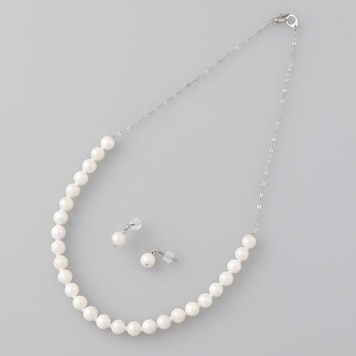 アコヤ真珠6.5mm珠チェーンネックレス&ピアス