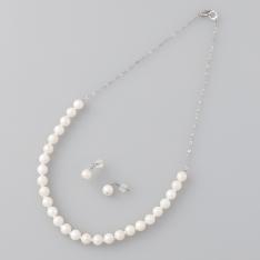 アコヤ真珠6.5mm珠チェーンネックレス&ピアス