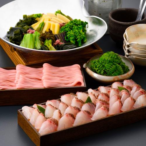 天然鯛と京筍の木の芽鍋