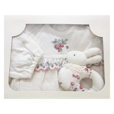 日本製オーガニックベビーギフトセット（2WAYドレス・ラトル）