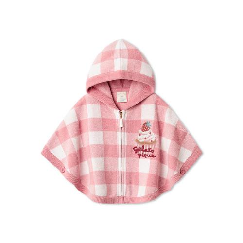 ［BABY］エアリーモコギンガムチェック柄ポンチョ