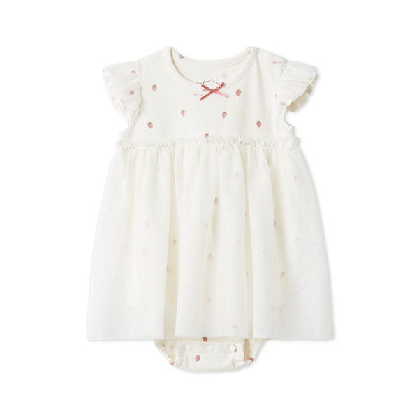 ［BABY］ストロベリー柄チュールロンパース 70→80cm