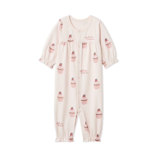 ［BABY］新生児カップケーキ柄2WAYオール