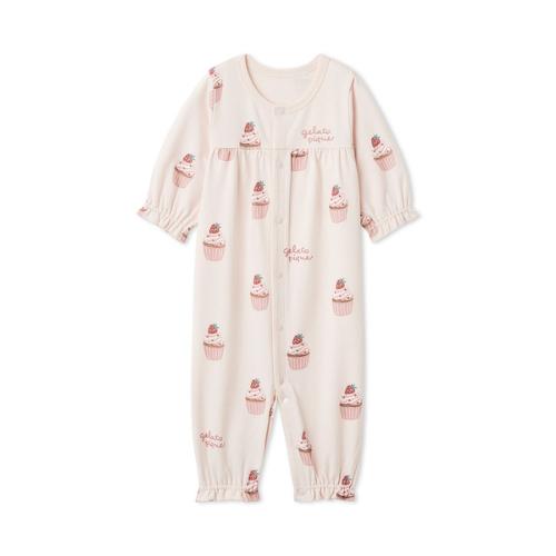 ［BABY］新生児カップケーキ柄2WAYオール