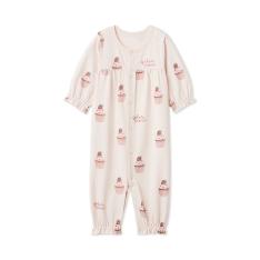 ［BABY］新生児カップケーキ柄2WAYオール