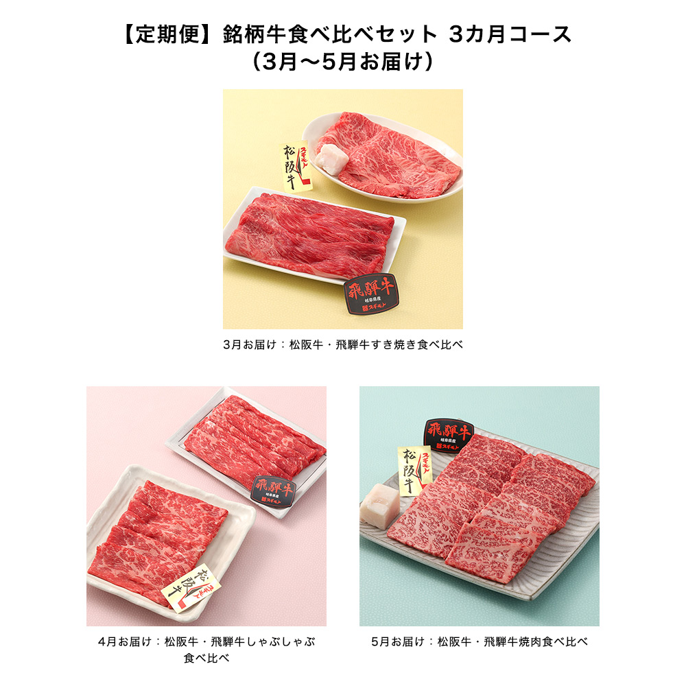 【定期便】銘柄牛食ベ比ベセット 3カ月コース（3月〜5月お届け）