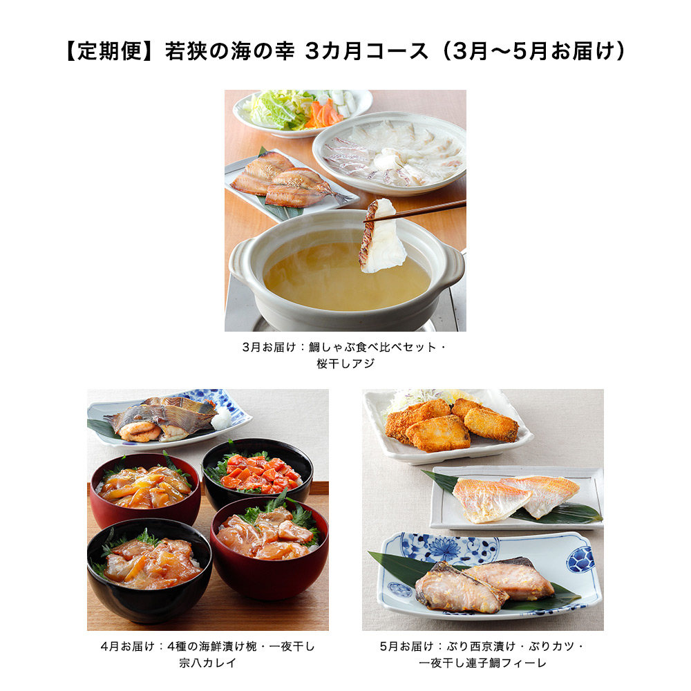 【定期便】若狭の海の幸 3カ月コース（3月～5月お届け）