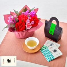 【母の日】生花　アレンジ「花てまり」＆＜丸七製茶＞ティーバッグ7種詰合せ