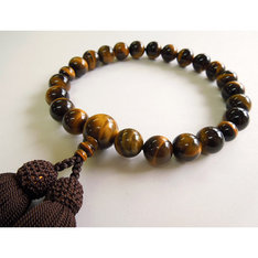 男性用念珠 虎目石四分玉（12mm）片手　焦茶二五房　共仕立