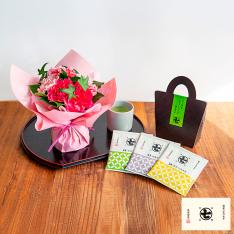 【母の日】生花　そのまま飾れる母の日ブーケ＆＜丸七製茶＞ティーバッグ7種詰合せ