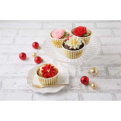 【クリスマス】クリスマスカップケーキ4個(ポインセチア)