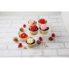 【クリスマス】クリスマスカップケーキ6個（ポインセチア）