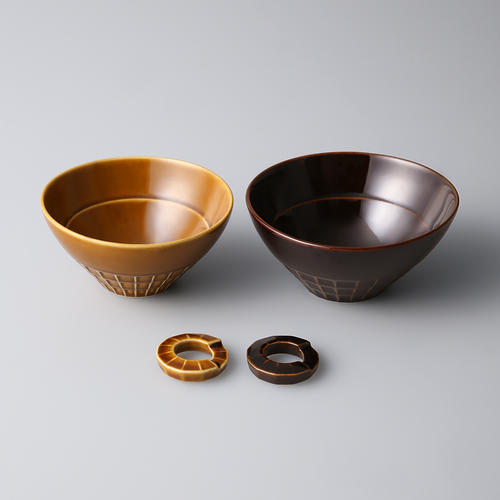 nest 夫婦飯碗組(箸置付) 天目釉・飴釉