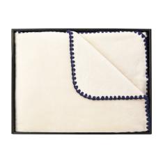 〈くらしすと〉オーガニックコットンブランケット（毛羽部分）1枚 ネイビー