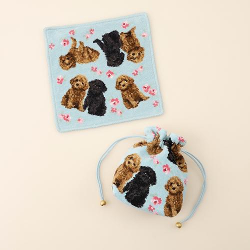 プードル　ハンカチ・巾着セット