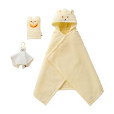 無撚糸バスポンチョ3点セット<BOX入り>(40-3821-493)黄