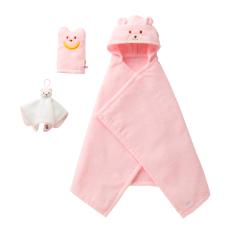 無撚糸バスポンチョ3点セット<BOX入り>(40-3821-493)ピンク