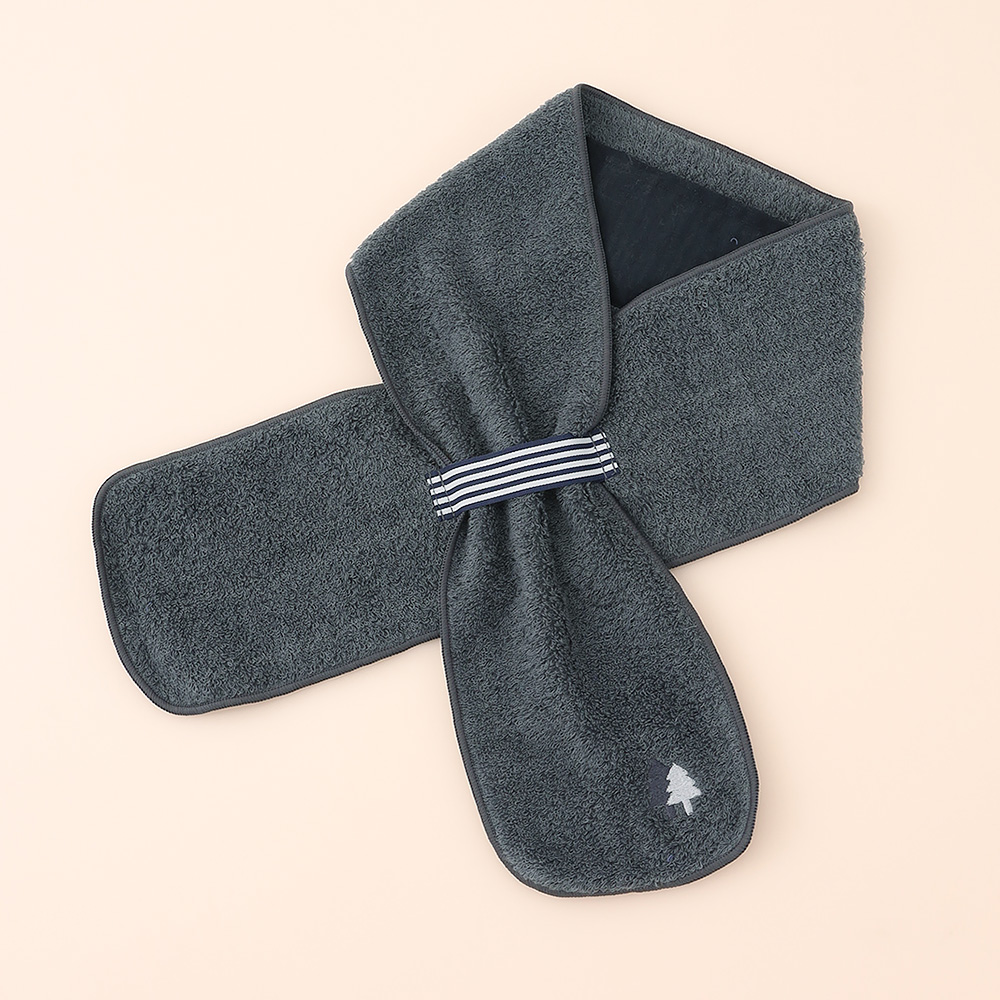 冷んやりシート付今治タオルマフラー  ダークグレー（ウッド）