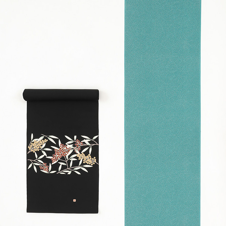 小紋・染なごや帯セット グリーン（表地）