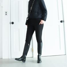 ダウンパンツ　ボーダー　はっ水加工　ブラック　M→L