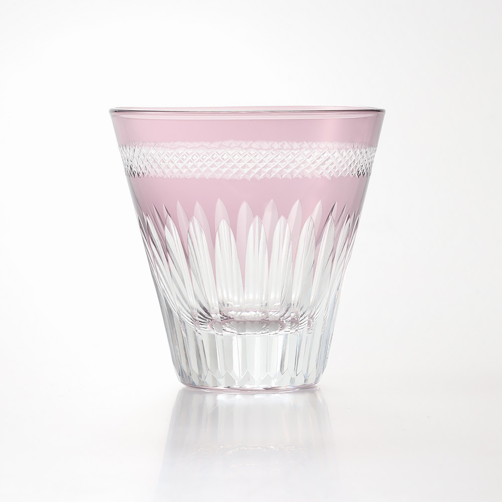 〈江戸硝子 粋彩切子〉 グラス逆さ富士氷穴 透菫