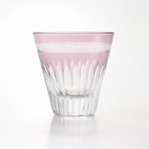 〈江戸硝子 粋彩切子〉 グラス逆さ富士氷穴 透菫