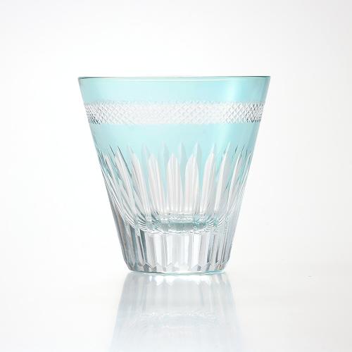 〈江戸硝子 粋彩切子〉 グラス逆さ富士氷穴 透翠