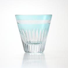 〈江戸硝子 粋彩切子〉 グラス逆さ富士氷穴 透翠