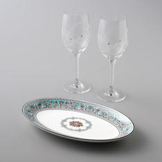 フロレンティーンターコイズ　プレート＆ワインペア