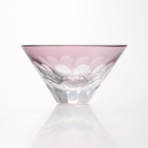 〈江戸硝子 粋彩切子〉 ぐい呑み逆さ富士W 透菫