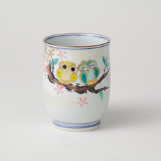 陶峰窯 色絵ふくろう 湯呑