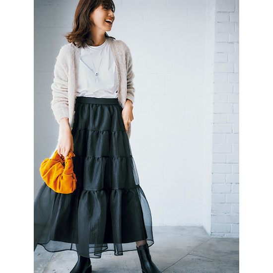ティアードチュールスカート