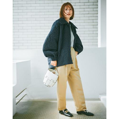 キルティングコクーンコート