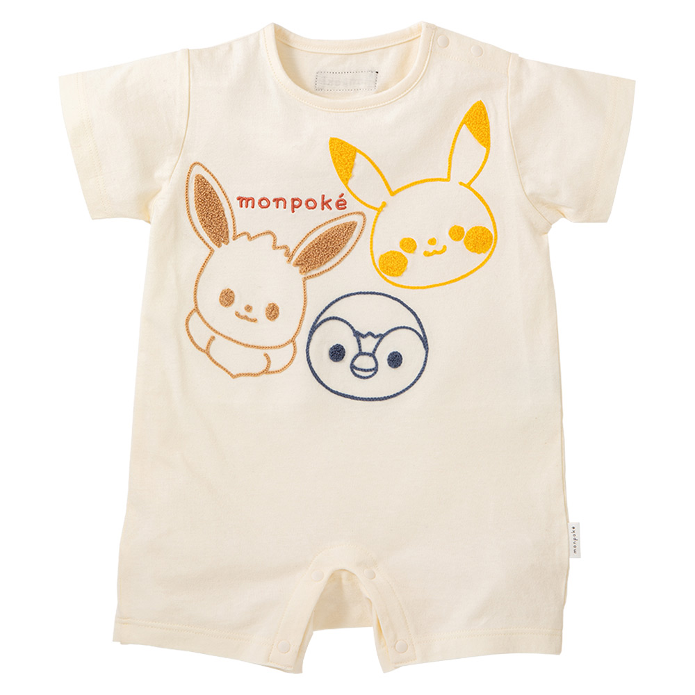 モンポケ さがら刺しゅう半袖ロンパース 70→80