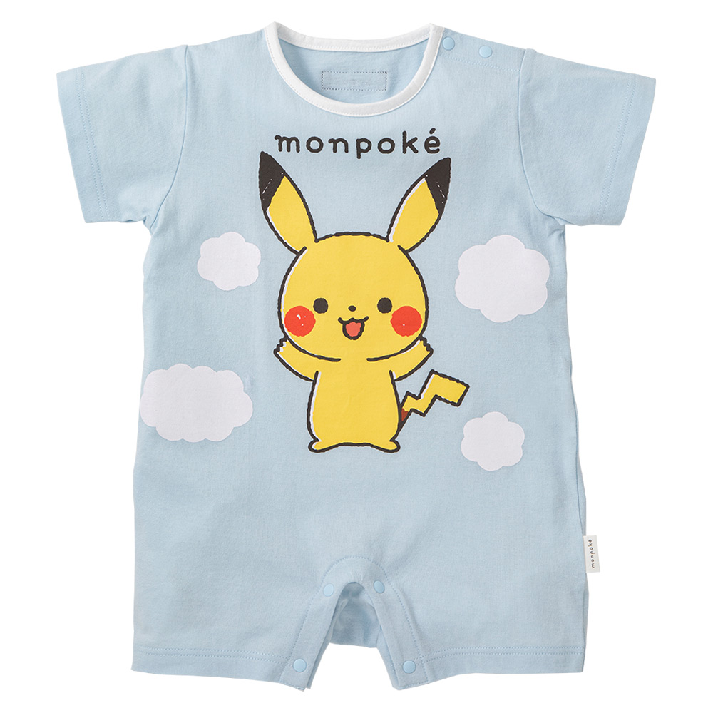 モンポケ 青空ピカチュウ半袖ロンパース 70→80