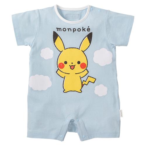 モンポケ 青空ピカチュウ半袖ロンパース 70→80
