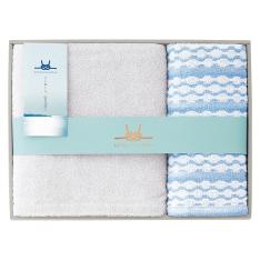 ＜瀬戸内逸品＞渚 nagisa 今治産タオルセット（バスタオル×1枚、フェイスタオル×1枚）