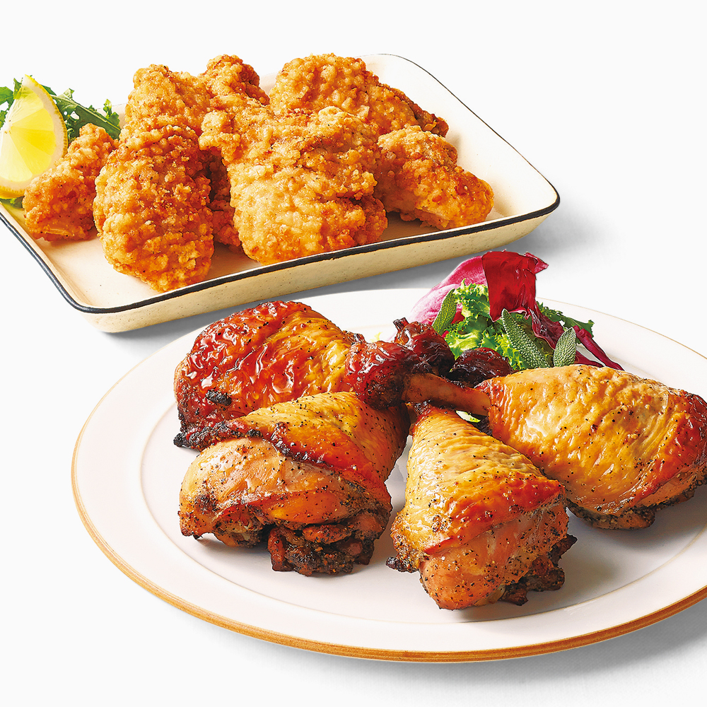 みつせ鶏のももロースト＆骨付きフライドチキン