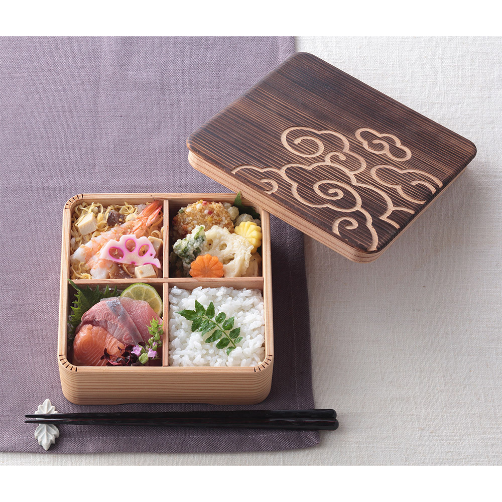 売り超特価 山下工芸(Yamasita craft) スス竹7寸松花堂弁当 二段 32265000 中国茶 