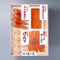 明太子・いくら・帆立・スモークサーモン