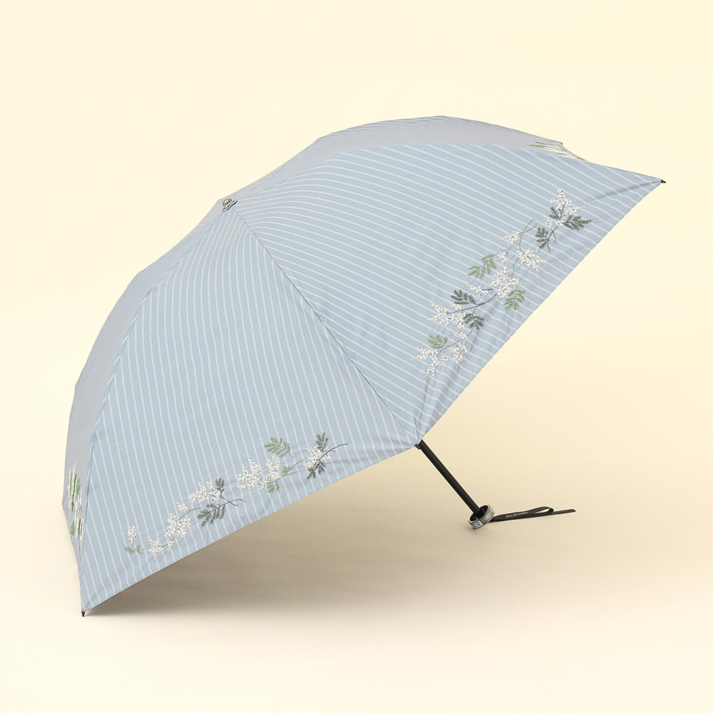 先染め ミモザ刺しゅう 婦人晴雨兼用傘（折りたたみ）